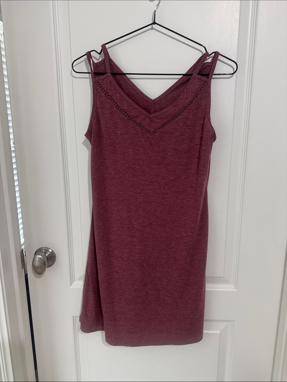 SHEIN Burgundy Strappy V-Neck Knit Dress